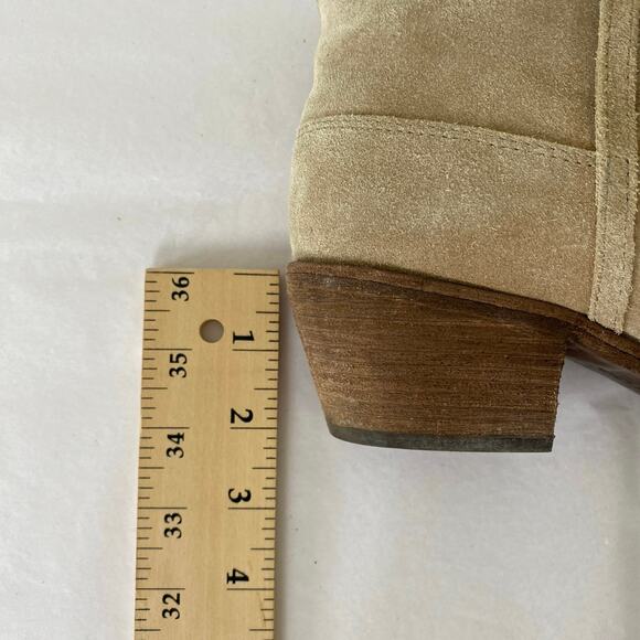 Joie Ajax Suede Ankle Boots Size 38.5 or 8.5 Putty Taupe Leather Cowboy Western - Picture 13 of 13